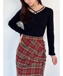 RESEXXY | デコルテクロスニットトップス(ニット/セーター)