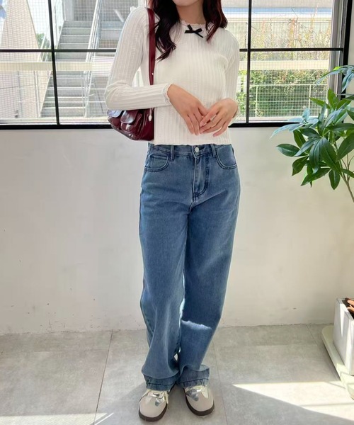mebole(メボレ)の「レースネックリボンニット(ニット/セーター・レディース・ブラック/ホワイト・FREE)」の16枚目の写真