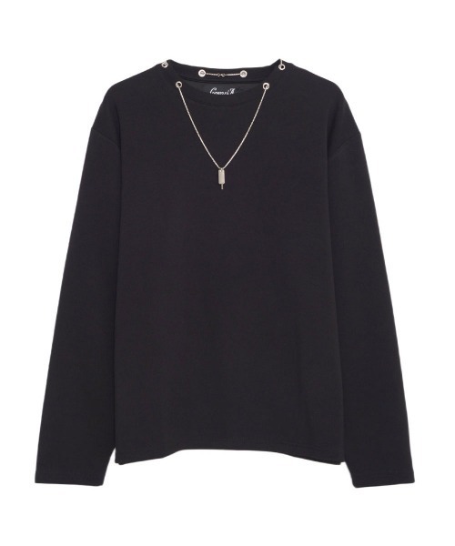 CavariA(キャバリア)の「『CavariA/キャバリア』クルーネック ネックレス付きポンチLS Tシャツ(Tシャツ/カットソー・メンズ・ブラック/ホワイト・L/M)」の8枚目の写真