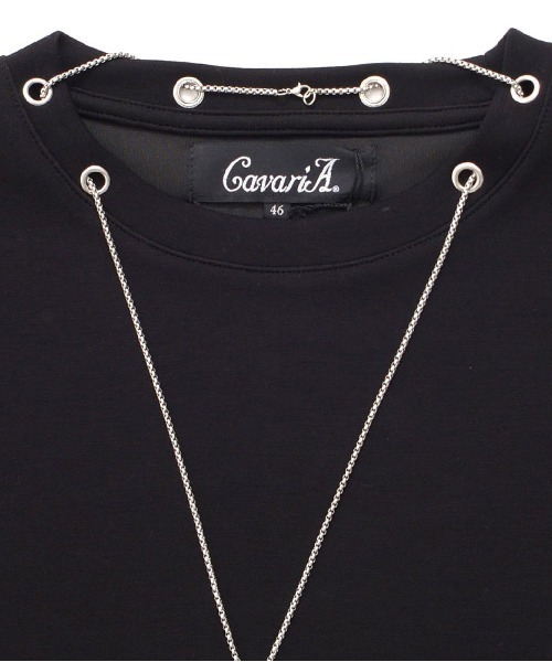 CavariA(キャバリア)の「『CavariA/キャバリア』クルーネック ネックレス付きポンチLS Tシャツ(Tシャツ/カットソー・メンズ・ブラック/ホワイト・L/M)」の10枚目の写真