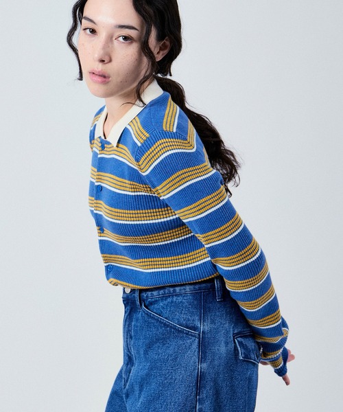 M TO R（ムウトアール）の「RUGBY SHIRTS MOOD KNIT TOPS（ポロシャツ・レディース・ブルー系その他4/ブラック系その他・38/40）」の2枚目の写真