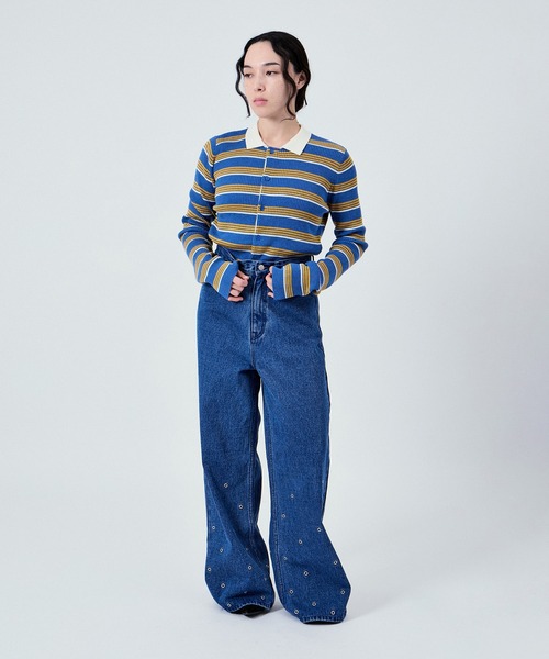 M TO R（ムウトアール）の「RUGBY SHIRTS MOOD KNIT TOPS（ポロシャツ・レディース・ブルー系その他4/ブラック系その他・38/40）」の4枚目の写真