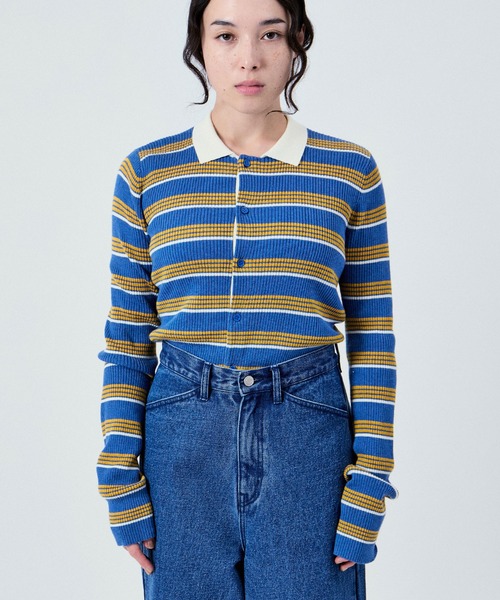 M TO R（ムウトアール）の「RUGBY SHIRTS MOOD KNIT TOPS（ポロシャツ・レディース・ブルー系その他4/ブラック系その他・38/40）」の6枚目の写真