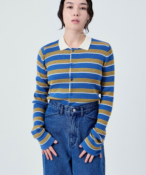 M TO R（ムウトアール）の「RUGBY SHIRTS MOOD KNIT TOPS（ポロシャツ・レディース・ブルー系その他4/ブラック系その他・38/40）」の7枚目の写真
