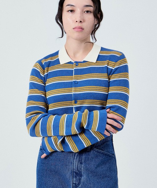 M TO R（ムウトアール）の「RUGBY SHIRTS MOOD KNIT TOPS（ポロシャツ・レディース・ブルー系その他4/ブラック系その他・38/40）」の8枚目の写真