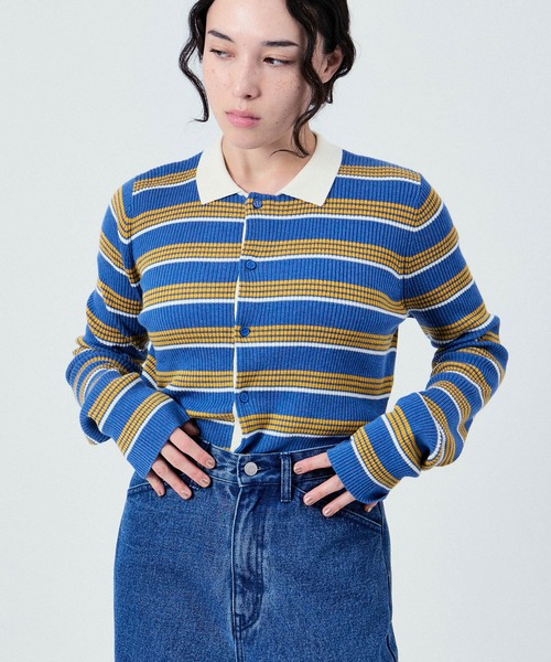 M TO R（ムウトアール）の「RUGBY SHIRTS MOOD KNIT TOPS（ポロシャツ・レディース・ブルー系その他4/ブラック系その他・38/40）」の3枚目の写真