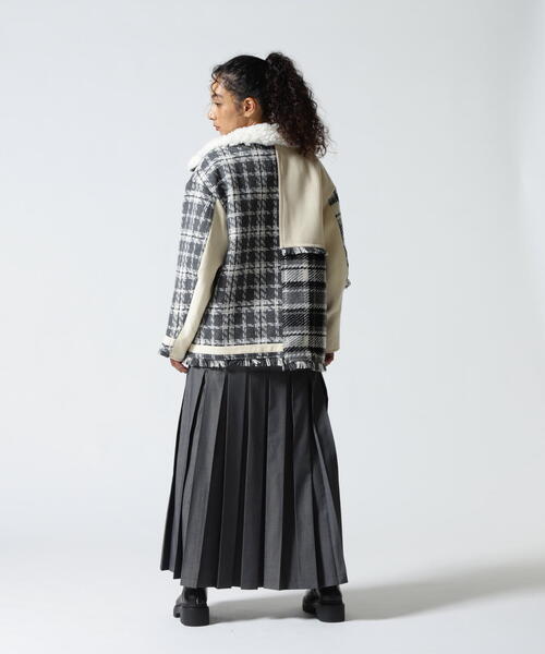 AULA AILA（アウラアイラ）の「AULA AILA/アウラアイラ/別注チェックコンビネーションブルゾン（ブルゾン・レディース・カーキ/ホワイト系2・0）」の6枚目の写真