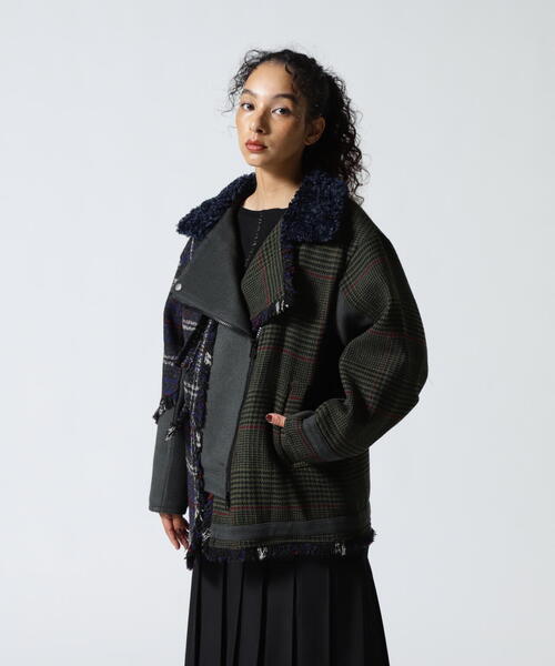 AULA AILA（アウラアイラ）の「AULA AILA/アウラアイラ/別注チェックコンビネーションブルゾン（ブルゾン・レディース・カーキ/ホワイト系2・0）」の12枚目の写真