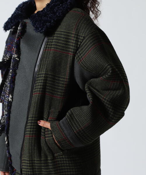 AULA AILA（アウラアイラ）の「AULA AILA/アウラアイラ/別注チェックコンビネーションブルゾン（ブルゾン・レディース・カーキ/ホワイト系2・0）」の19枚目の写真