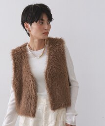 《andGIRL掲載》シャギーニット ショートベスト【洗濯機OK】