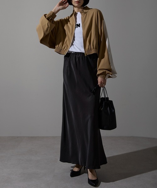 each（イーチ）の「ライン入りショート丈ブルゾン（ブルゾン・レディース・ベージュ・FREE）」の9枚目の写真