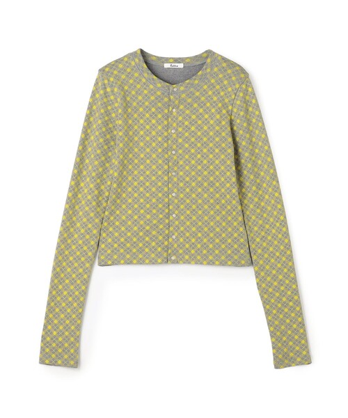 EDITION(エディション)の「コットンモダールフライス プリント カーディガン(Tシャツ/カットソー・レディース・グレー系その他/ホワイト系その他/イエロー系その他2・36/34)」の1枚目の写真