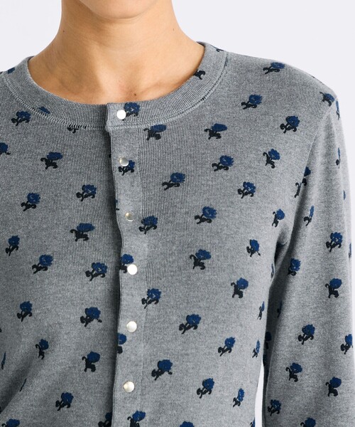 セール】□コットンモダールフライス フラワープリント カーディガン