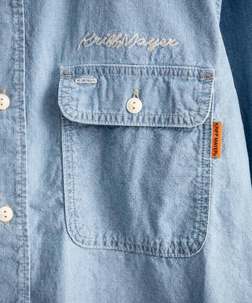 KRIFF MAYER(クリフメイヤー)の「KRIFF MAYER クリフメイヤー 刺繍インディゴシャンブレーシャツ/胸ポケット長袖デニムシャツ 2514000(シャツ/ブラウス・メンズ・ダークブルー/ライトブルー・L/XL/M)」の21枚目の写真