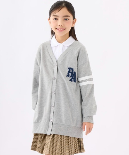 repipi armario(レピピ アルマリオ)の「裏毛カーディガン(カーディガン/ボレロ・キッズ・杢グレー/ピンク/ホワイト・140/150/160/170)」の1枚目の写真