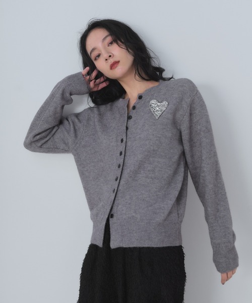 スクエアボタンニットカーディガン（カーディガン/ボレロ）｜Shelly