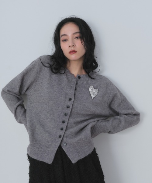 スクエアボタンニットカーディガン（カーディガン/ボレロ）｜Shelly