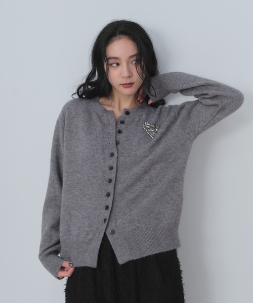 スクエアボタンニットカーディガン（カーディガン/ボレロ）｜Shelly