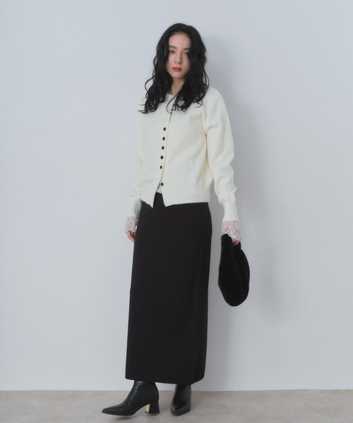 Shelly island（シェリーアイランド）の「スクエアボタンニットカーディガン（カーディガン/ボレロ・レディース・グレー/ブラック/ホワイト・FREE）」の6枚目の写真