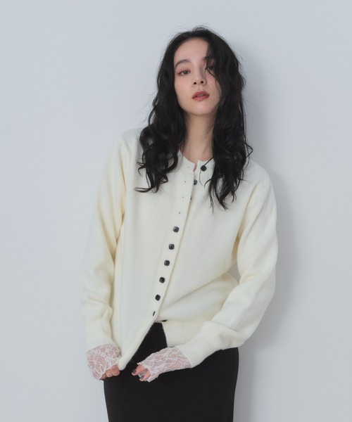 スクエアボタンニットカーディガン（カーディガン/ボレロ）｜Shelly