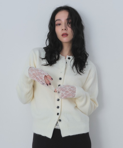 スクエアボタンニットカーディガン（カーディガン/ボレロ）｜Shelly