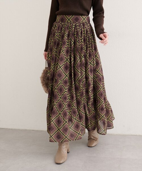 natural couture(ナチュラルクチュール)の「プリーツ切り替えスカート(スカート・レディース・ブラウン系その他/ブラウン・FREE)」の4枚目の写真