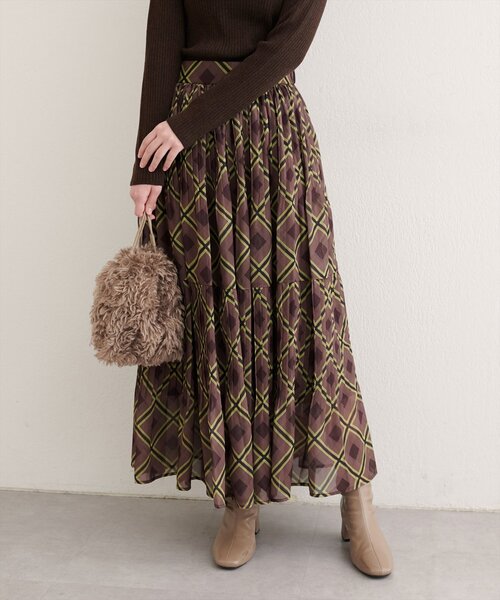 natural couture(ナチュラルクチュール)の「プリーツ切り替えスカート(スカート・レディース・ブラウン系その他/ブラウン・FREE)」の3枚目の写真