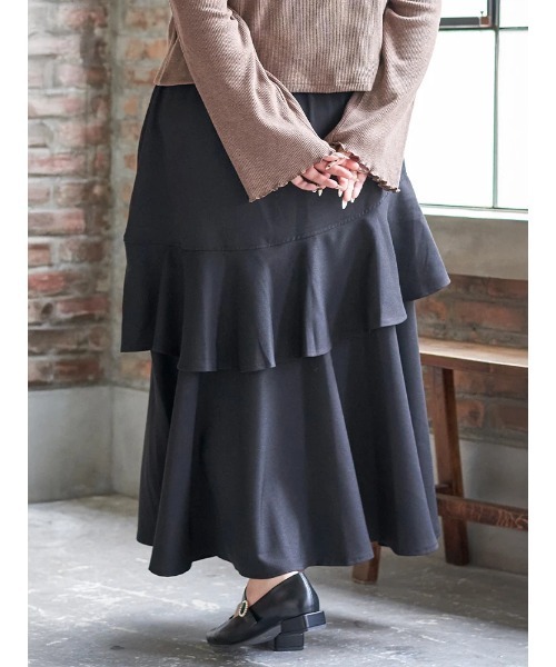 Re-J&SUPURE(リジェイアンドスプル)の「【大きいサイズ】【Kannaコラボ】起毛ラッフルフリルスカート(スカート・レディース・ブラウン/ブラック・XX-LARGE/XXX-LARGE/XXXX-LARGE)」の18枚目の写真