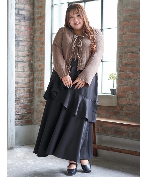 Re-J&SUPURE(リジェイアンドスプル)の「【大きいサイズ】【Kannaコラボ】起毛ラッフルフリルスカート(スカート・レディース・ブラウン/ブラック・XX-LARGE/XXX-LARGE/XXXX-LARGE)」の19枚目の写真