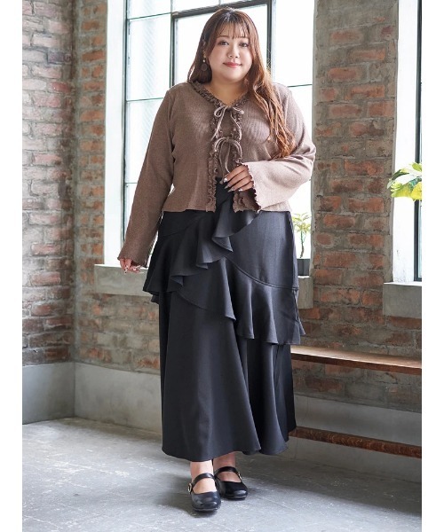 Re-J&SUPURE(リジェイアンドスプル)の「【大きいサイズ】【Kannaコラボ】起毛ラッフルフリルスカート(スカート・レディース・ブラウン/ブラック・XX-LARGE/XXX-LARGE/XXXX-LARGE)」の20枚目の写真