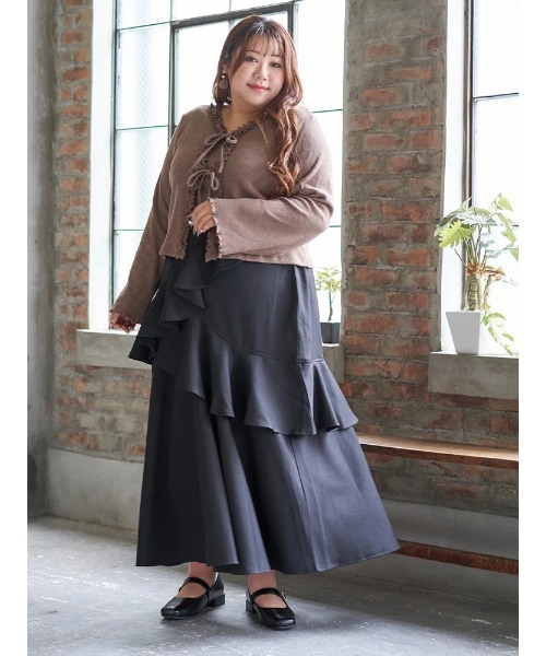 Re-J&SUPURE(リジェイアンドスプル)の「【大きいサイズ】【Kannaコラボ】起毛ラッフルフリルスカート(スカート・レディース・ブラウン/ブラック・XX-LARGE/XXX-LARGE/XXXX-LARGE)」の21枚目の写真