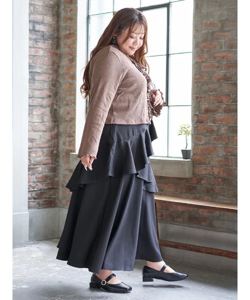 Re-J&SUPURE(リジェイアンドスプル)の「【大きいサイズ】【Kannaコラボ】起毛ラッフルフリルスカート(スカート・レディース・ブラウン/ブラック・XX-LARGE/XXX-LARGE/XXXX-LARGE)」の22枚目の写真