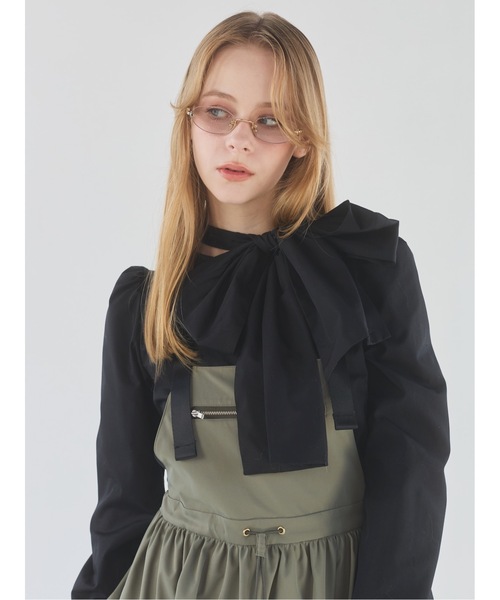 lilLilly(リルリリー)の「ボウタイリボンブラウス(シャツ/ブラウス・レディース・ホワイト/ブルー/ブラック・FREE)」の2枚目の写真