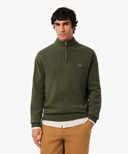 LACOSTE(ラコステ)の「ハイネックハーフジップ ウールニットセーター(ニット/セーター・メンズ・グレー/オリーブ/ブラック・3/2/5/4)」の3枚目の写真