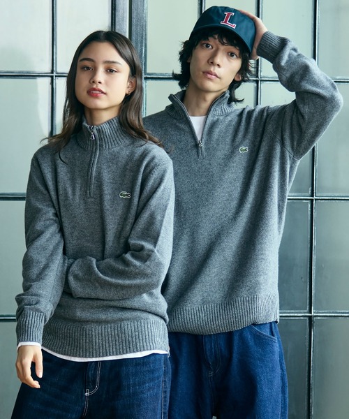 ハイネックハーフジップ ウールニットセーター（ニット/セーター