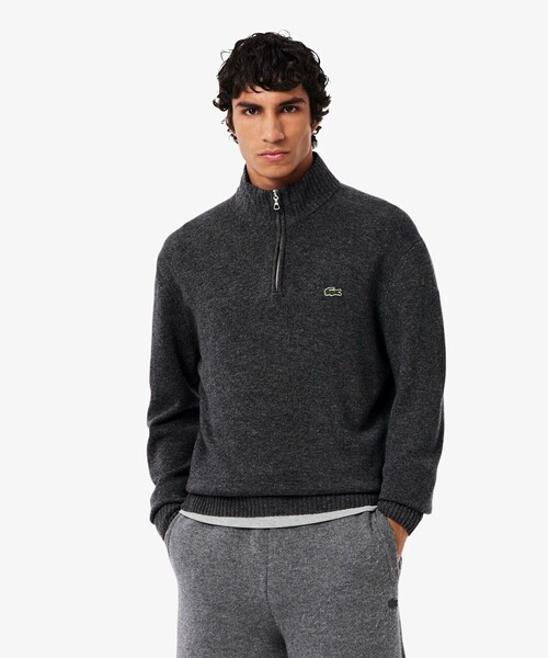 ハイネックハーフジップ ウールニットセーター（ニット/セーター