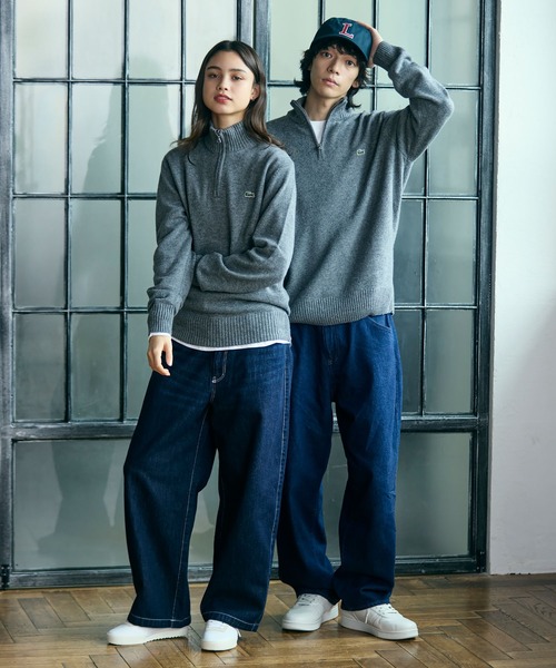 ハイネックハーフジップ ウールニットセーター（ニット/セーター