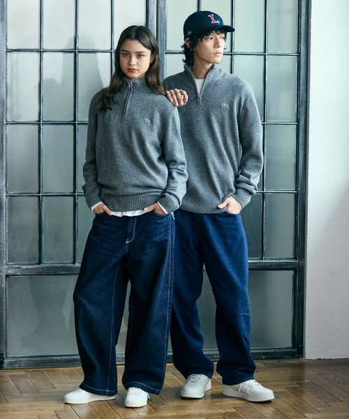 ハイネックハーフジップ ウールニットセーター（ニット/セーター