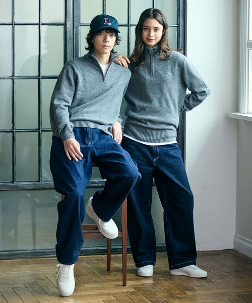 ハイネックハーフジップ ウールニットセーター（ニット/セーター