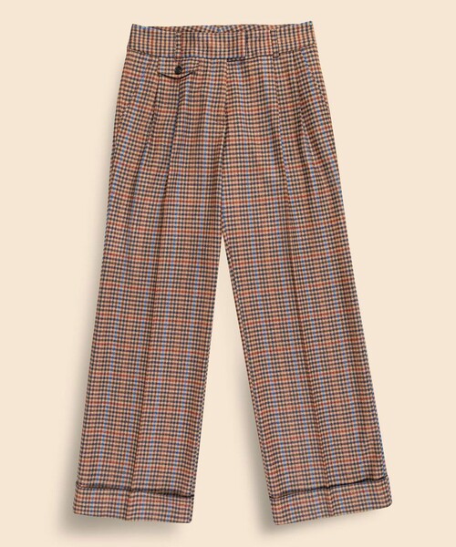 BROOKS BROTHERS(ブルックスブラザーズ)の「ウールブレンド ガンクラブチェック プリーテッド ワイドレッグパンツ(その他パンツ・レディース・ベージュ・0/4/6/8/2)」の1枚目の写真