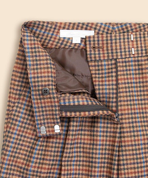 BROOKS BROTHERS(ブルックスブラザーズ)の「ウールブレンド ガンクラブチェック プリーテッド ワイドレッグパンツ(その他パンツ・レディース・ベージュ・0/4/6/8/2)」の3枚目の写真