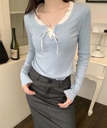 フリルリボンデザイン ロンT