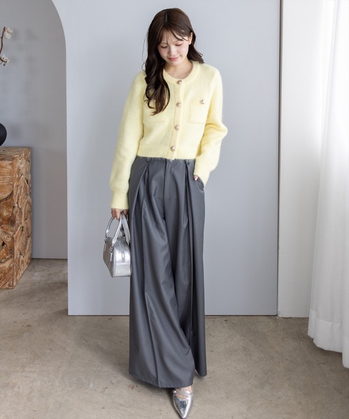 セール】ネコ毛シャギーニットカーディガン[大人 フェミニン 上品]≪AW