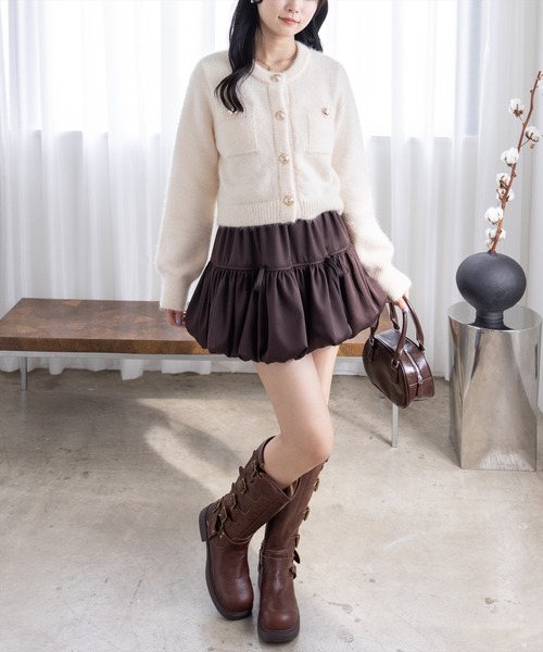 clear（クリア）の「ネコ毛シャギーニットカーディガン[大人 フェミニン 上品]（カーディガン/ボレロ・レディース・アイボリー/グレイッシュベージュ/チャコールグレー/ミント/イエロー・F）」の7枚目の写真