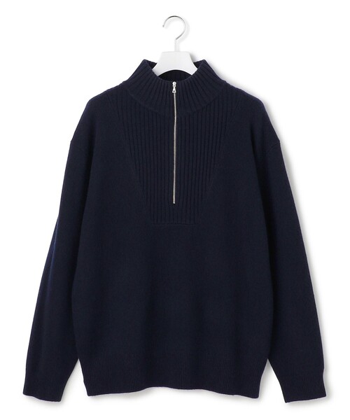 J.PRESS YORK STREET(ジェイプレスヨークストリート)の「【UNISEX】ウールカシミヤ ハーフジップニット(ニット/セーター・メンズ・ブルー系/アイボリー系/ネイビー系/レッド系・SMALL/MEDIUM/LARGE)」の3枚目の写真