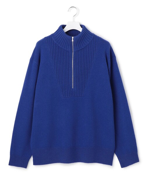 J.PRESS YORK STREET(ジェイプレスヨークストリート)の「【UNISEX】ウールカシミヤ ハーフジップニット(ニット/セーター・メンズ・ブルー系/アイボリー系/ネイビー系/レッド系・SMALL/MEDIUM/LARGE)」の1枚目の写真