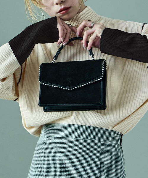 Fashion Letter(ファッションレター)の「配色リブニット ボトルネック プルオーバー(ニット/セーター・レディース・アイボリー/ブラック/ブルー/ベージュ・M)」の5枚目の写真