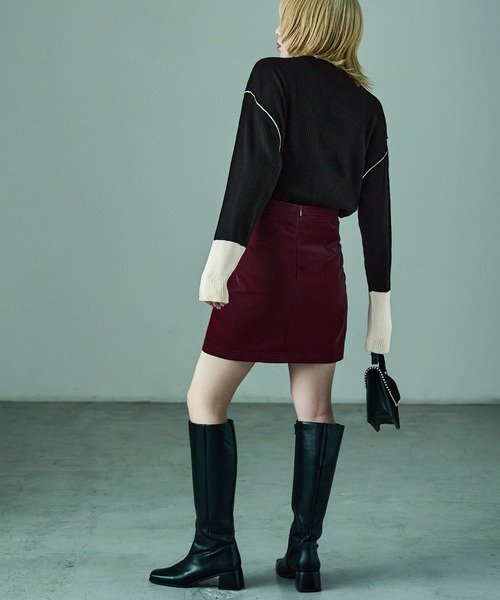 Fashion Letter(ファッションレター)の「配色リブニット ボトルネック プルオーバー(ニット/セーター・レディース・アイボリー/ブラック/ブルー/ベージュ・M)」の15枚目の写真