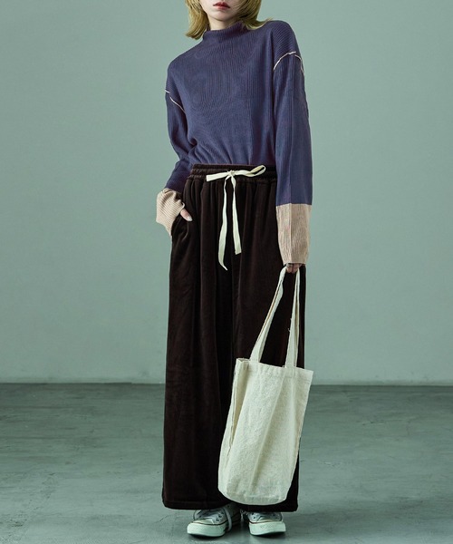 Fashion Letter(ファッションレター)の「配色リブニット ボトルネック プルオーバー(ニット/セーター・レディース・アイボリー/ブラック/ブルー/ベージュ・M)」の22枚目の写真