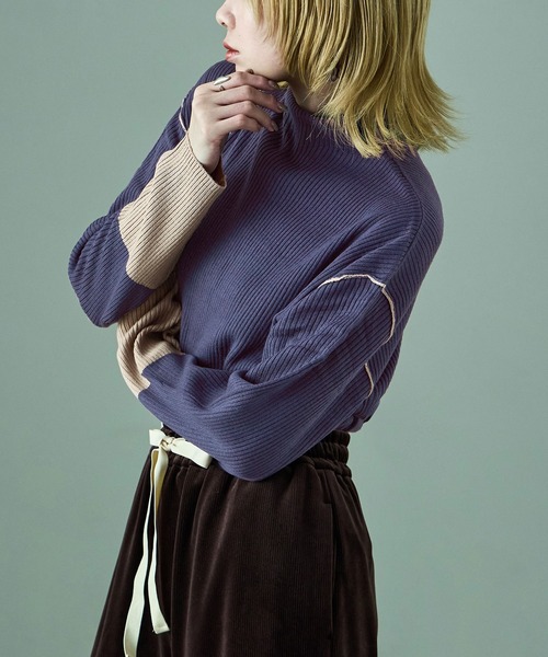 Fashion Letter(ファッションレター)の「配色リブニット ボトルネック プルオーバー(ニット/セーター・レディース・アイボリー/ブラック/ブルー/ベージュ・M)」の19枚目の写真
